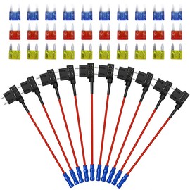 FABOOD F 10 Pack 12V Car Add-A-Circuit Fuse Tap Adapter Piggy Back Mini APM ATM Blade Fuse Holder with 10A 15A 20A for Cars Trucks Boats