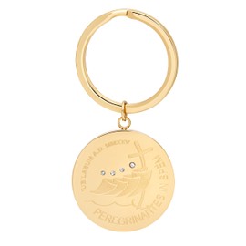 Mondo Cattolico Stainless Steel Keychain - Jubilee 2025 Logo with Mater Ecclesiae Design - Blessed During Angelus (Gold)
