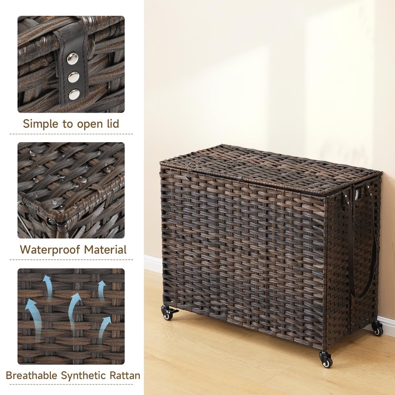 Laundry Hamper with Wheels, 52.8 Gallon(200L) Rolling Laundry Basket with
