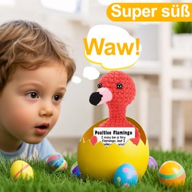 Funny Positive Flamingo | Handmade Flamingo Plush Toy | Emotional Support Axolotl Plush Toy | Cute Crochet Animal for Desk Decoration