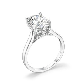 925 Sterling Silver Engagement Rings for Women Oval Cut Promise Rings 4.5 Carat for Her Cubic Zirconia CZ Wedding Bands