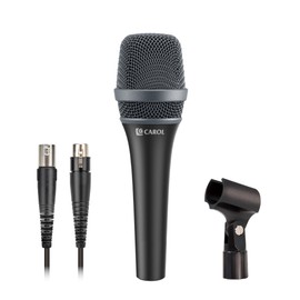 CAROL AC-900 Dynamic Microphone Vocal with Supercardioid, for Singing, Podcast, Performance, Live Stage Performance, Noise Cancelling AHNC Technology w/ 14.8ft XLR to XLR Cable & Mic Clip (Black)