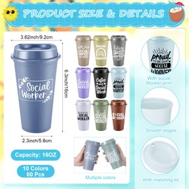 Honeydak 60 Pcs Social Worker Appreciation Gifts Set Inspirational Employee Thank You Gift Bulk Include 16 oz Plastic Tumbler Cups with Lid Notebooks Pens for Staff Team Teachers Coworkers (Classic)