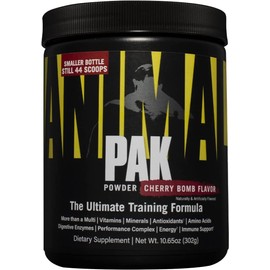 Universal Nutrition ANIMAL Pak Pulver (Cherry) Multivitamin-Komplex fürs Training mit Vitaminen, Mineralien & Aminosäuren, Enzyme unterstützen die Nährstoffversorgung & Immunsystem, 44 Messlöffel