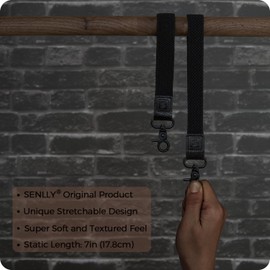 SENLLY Wristlet Lanyard, Stretchy Keychain Holder, Original Elastic Anti-Drop Design (Black)