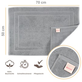 Rinsl Bath Mat Set of 2 | 100% Cotton Terry Cloth Shower Mat 50 x 70 cm | Bathroom Mat 700 g/m² | Quick-Drying Absorbent Washable (Warm Grey)