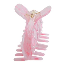 Hair Claw Clips Fashionable Anti Slip Design Wonderful with Pearls for Women Girls (Korean Pink)