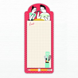 Imagicom 60 Pages Notepad with Magnetic Backplate 11 x 26 cm Cooking Theme with Pencil, No Reminders at Home and Office