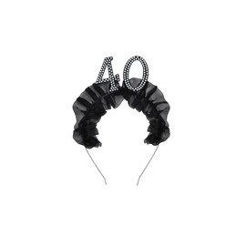 40 Years Black Fabric Beaded Headband Alice Band