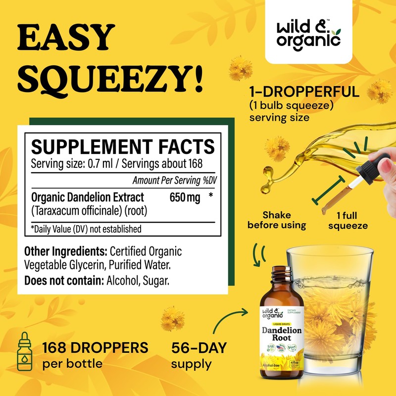 Wild & Organic Dandelion Root Extract Drops - Liver Cleanse