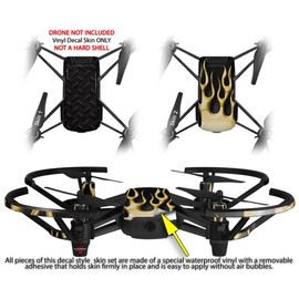 Skin Decal Wrap 2 Pack for DJI Ryze Tello Drone Diamond Plate Metal 02 Black Drone NOT Included