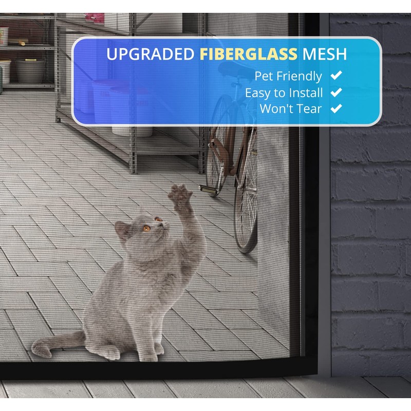 Garage Door Screen for 2 Car 16x8FT, Magnetic Screen Garage