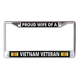 Proud Wife of A Vietnam Veteran Chrome License Plate Frame