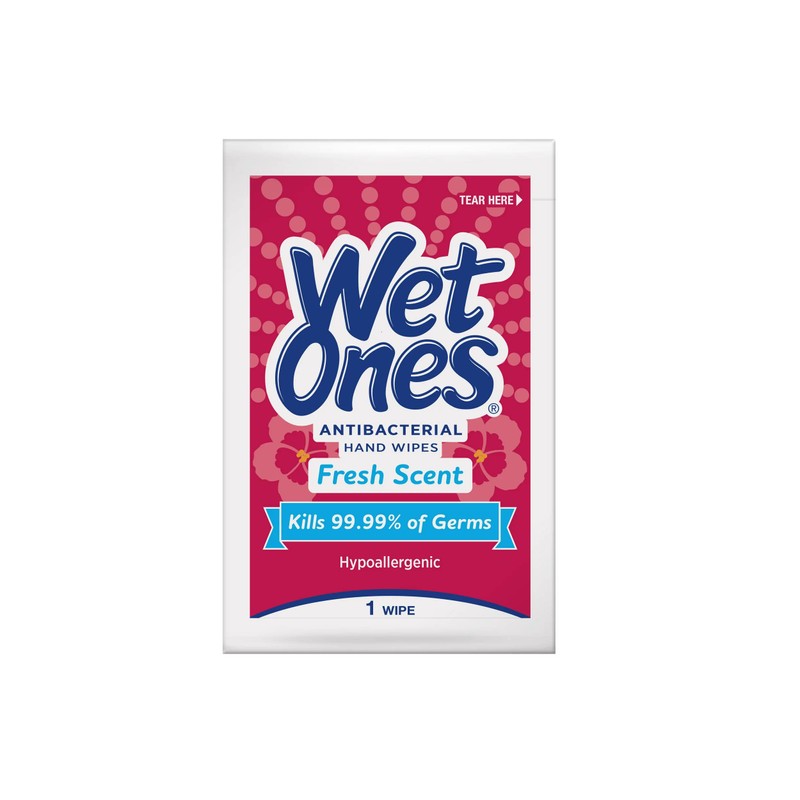 Wet Ones Singles Antibacterial Cleansing Wipes - 1 Box of