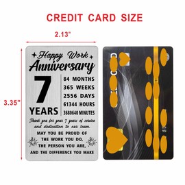 Richesele 7th Work Anniversary Cards - Happy 7 Year Work Anniversary Engraved Wallet Card - 7 Years 7th Work Anniversary Decorations