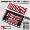 Reniteco Magnetic Socket Organizer Set, 3 Pcs Red Portable Heavy