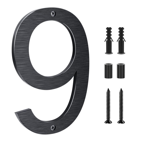 Lookopen 8 Inch Black Large House Numbers, Modern Floating Metal
