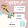 Hackberry Creek Dainty Cyan Enamel Pumpkin Carriage Clip-On Charm, Gold