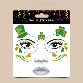 CGVG St Patricks Day Temporary Tattoos Glitter Clover Tattoo Face St Patricks Day Accessories Irish Party Decoration Green Party Face Art Stickers