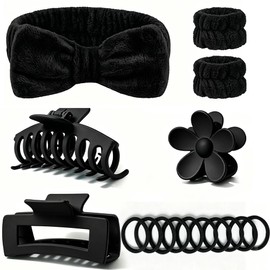 Set Spoottool de 16 piezas en negro: diadema, muñequeras, 3 pinzas y 10 gomas de algodón