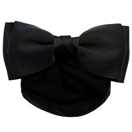 GLOBAL BOX Ribbon Barrette with Net Simple Chignon (Black)