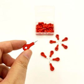LLMtn Pack of 40 Red Wooden Thumbtacks Card Markers Pins for Map Calendar Photos Cork Board Black Board Map Wall Cork Board