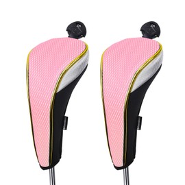 Andux 2Pcs/Set Gold Golf Hybrids Club Head Covers with Dial No. Tag MT/HY10 (Pink)