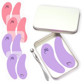 Beautistin 4 Pairs Reusable Under Eye Wrinkle Patches Silicone Mask, Plump Fine Lines & Wrinkles, with Metal Eye Cream Applicator, Tin Case, Purple&Pink