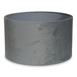 Modern Grey Velvet Cylinder Ceiling Pendant Lampshade/Table Lamp Drum Light Shade - Medium
