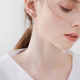 Silver Drop Earrings for Women Girls, Hypoallergenic S925 Sterling Silver Teardrop Dangle Earrings with Alexandrite Cubic Zirconia, Fashion Jewellery Wedding Christmas Birthday Gift