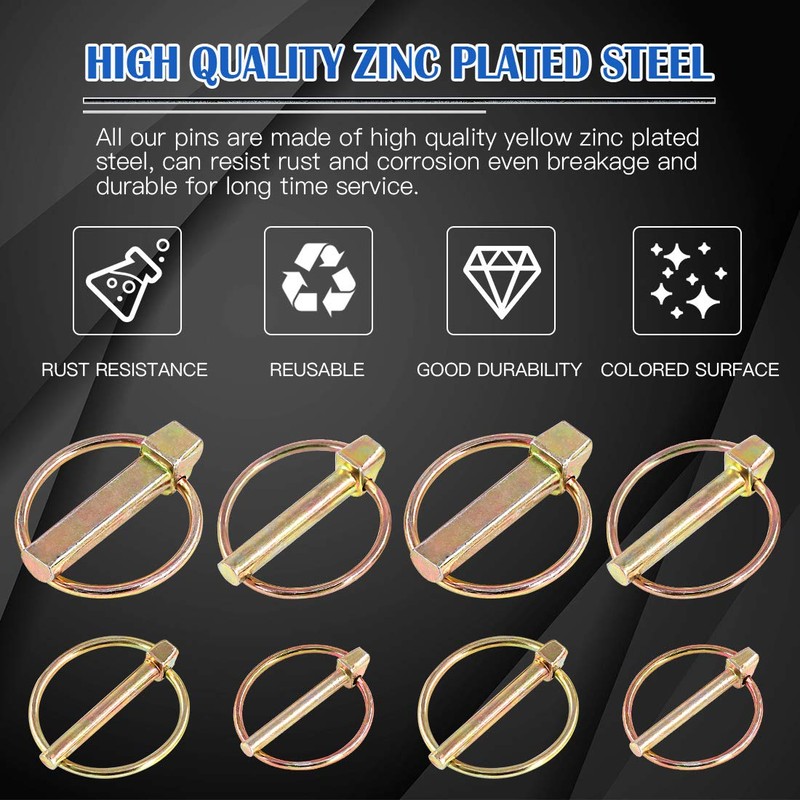 Glarks 30Pcs Heavy Duty Lynch Pin Assortment Kit for Farm