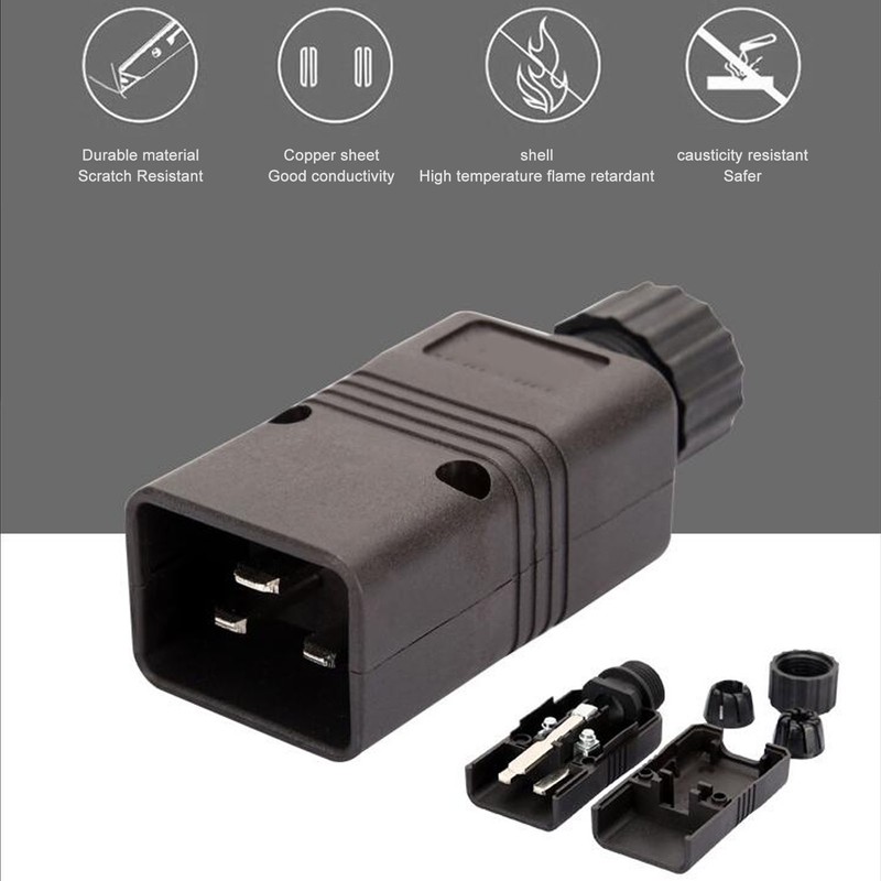 2pcs IEC320 C20 Power Socket Adapter Receptacle Connector Copper PVC