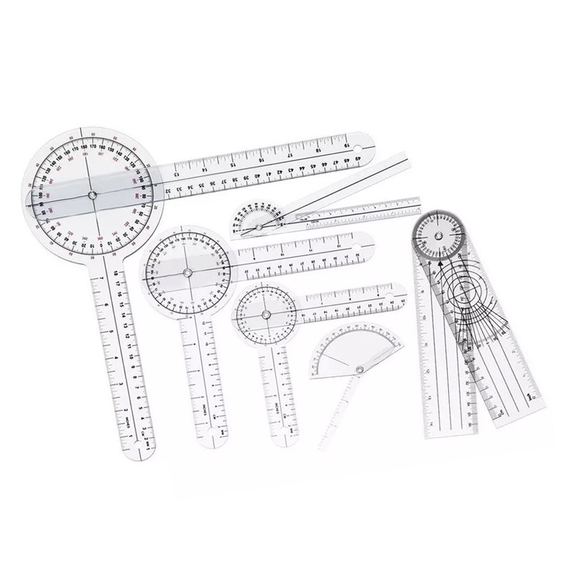 6PCS Medical Goniometer Set PVC Transparent Clear Scale Wear Resistant
