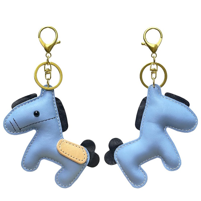 [Yocipa] Cute Genuine Leather Horse Keychain with Horse Design Charm