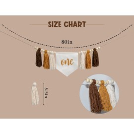 Boho Sun Tassel Garland - Sun Highchair Banner,1st Birthday High Chair Banner, Boho Garland with Wood Beaad, Yarn Garland, Neutral Decorations, Sun Highchair Garland (Sun Brown)