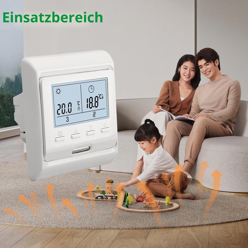 Wengart Thermostat Electric Underfloor Heating 16A, WG806 Digital Room Thermostat