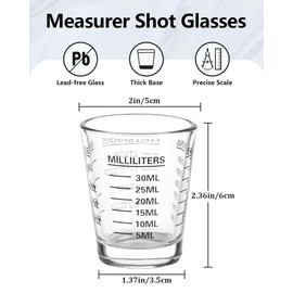Shot Glasses Measuring Cup Set 4PACK Espresso Shot Glasses Liquid Heavy Glass 26-Incremental Measurement 1 OZ, 2 TBS, 6 TSP, 30 ML Kitchen Tools (Black)