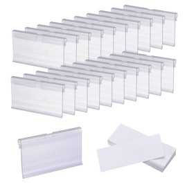 sourcing map 60pcs Basket Labels Clip 2.8 x 1.7 Inch Plastic Removable Storage Bin Labels Tags with Label Papers for Baskets, Storage Closet, Cube Box, Cloth Bins, Food Pantry, Clear