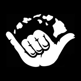 Shaka Hawiian Island Hang Loose Decal Sticker Cars Trucks Vans Walls Laptops Cups- 5.5 Inches (White)