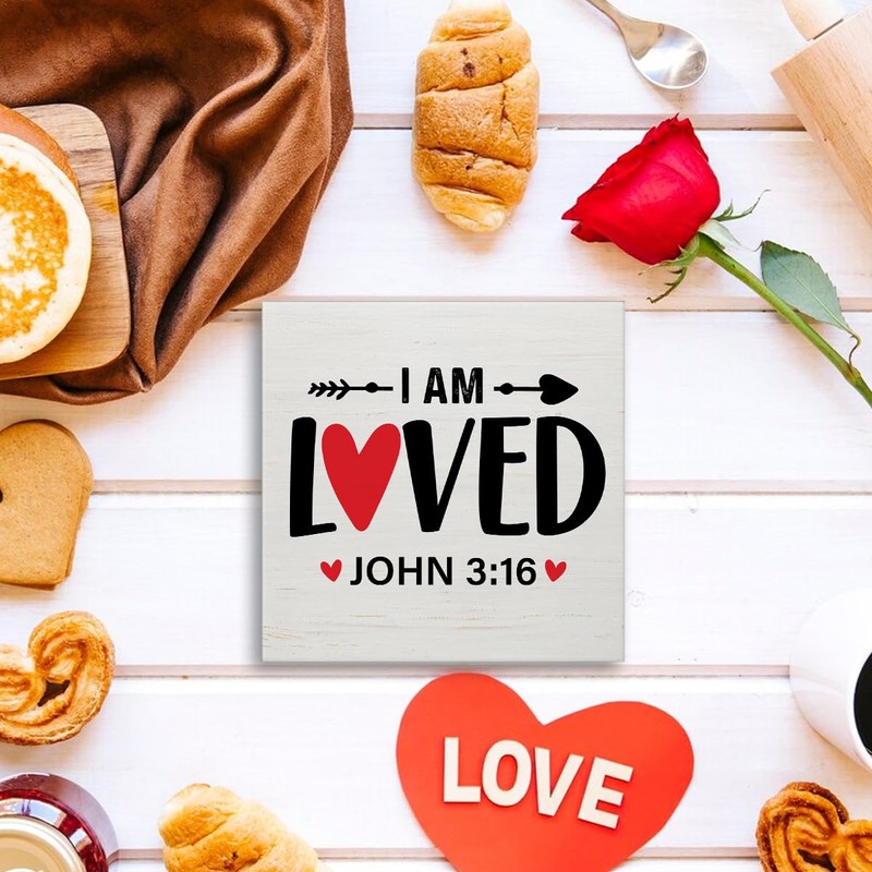 Ptikx Christian Desk Decor I Am Loved Bible Verses John