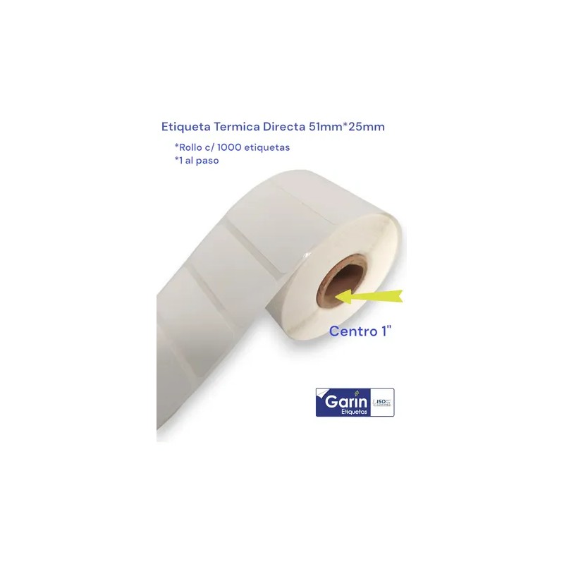 Rollo Etiqueta Térmica Directa 5125mm 1000pz Garin