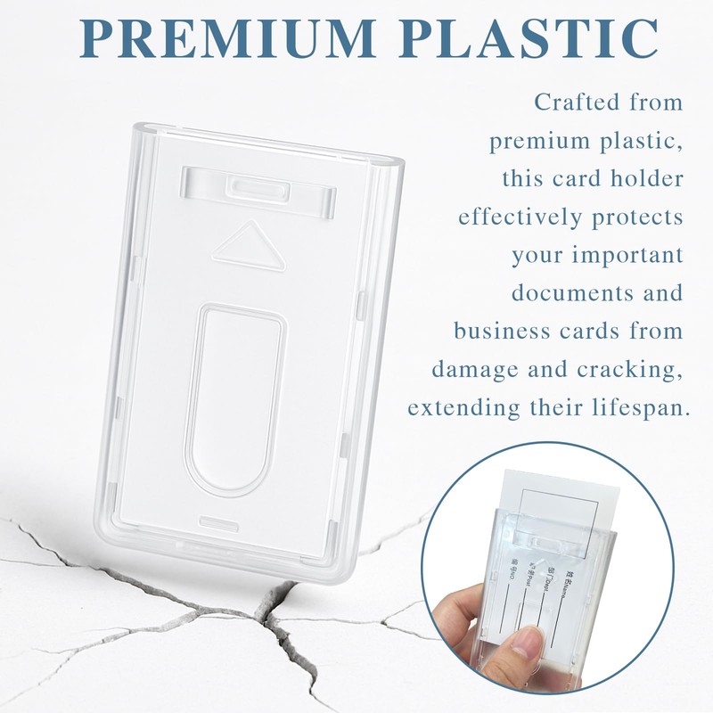 3-Pack Slim Heavy-Duty Vertical Badge Holders – Clear Hard Plastic