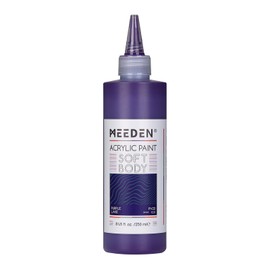 MEEDEN Soft Body Acrylic Paint: Purple Lake Matte Finish - 250ml/8.45oz Bulk Acrylic Colors in Ergonomic Bottle - Fluid Flow Art Paints for Artists Canvas Painting