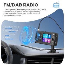 DAB/DAB+ Digital Car Radio Adapter with 2.4 Inch LCD Display Bluetooth FM Transmitter Handsfree Call DAB Radio for Car Support MP3 Player Music Receiver with TF Card/AUX Output/Type-C, DAB Antenna