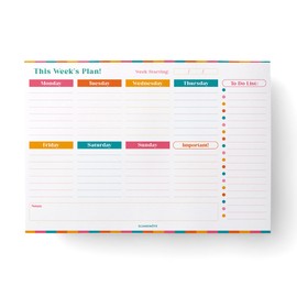SCANDINÖTE Weekly Planner Pad. A4 Desk Pad. 52 Journal Sheets with Notes, Important & To Do List. Family, work, home, study, revision. 100gsm recycled paper. UK Made.