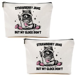 CSHVJ 2pcs Raccoon Makeup Bag Sarcastic Humor Cosmetic Bag Funny Pun Animal Raccoon Gifts for Women Friends Sisters Bestie Coworkers Mom Christmas Birthday Gifts Travel Toiletry Bags