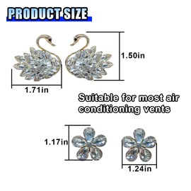Bling Swan Car Air Vent Clips, 4PCS Crystal Rhinestone Car Diffuser Air Freshener Vent Clips, Cute Auto Air Conditioner Outlet Clips, Car Dashboard Decorations (Transparent)