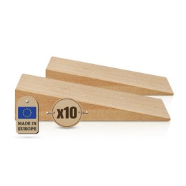 Tolux Wooden Wedges, Hardwood Wedge, Beech Wood Wedge, Wooden Doorstop, Handy Tool in Carpentry, Construction and Various DIY Projects, Size 80x25x20 mm / 3.15x0.98x0.79 in, Pack of 10 pcs