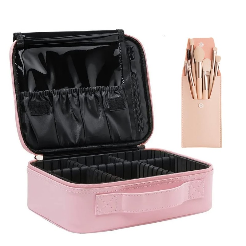 Hometric Make up Organizer Bag with Makeup Brush Set for