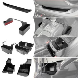 Utiiy Center Console Organizer for 2024+ Jeep Wrangler JL JLU 4XE Gear Shift Console Side Tray Trunk Organizer Hanging Armrest Storage Box for Wrangler Accessories(24+ 5-piece, Not Gladiator)